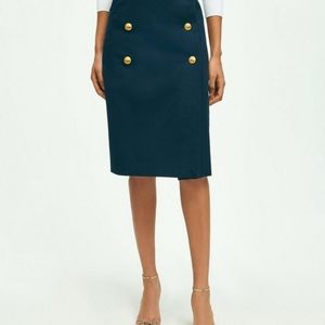NWT Brooks Brothers Cotton Pique Nautical Skirt in Navy